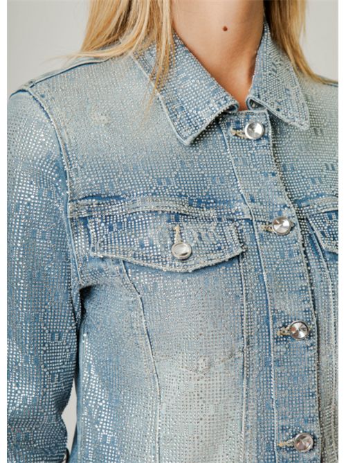 Giacca Denim con Micro Strass  Fit Cropped, Effetto Luminoso Glam Met Met | M12 T1L926V.UNICA